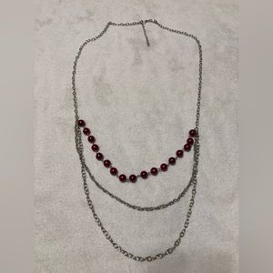 Silver and Burgundy Necklace